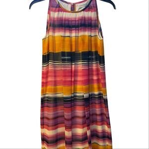 Calvin Klein Spring Dress Size 6 Vibrant Yellow Pink Purple Lined Summer Dress